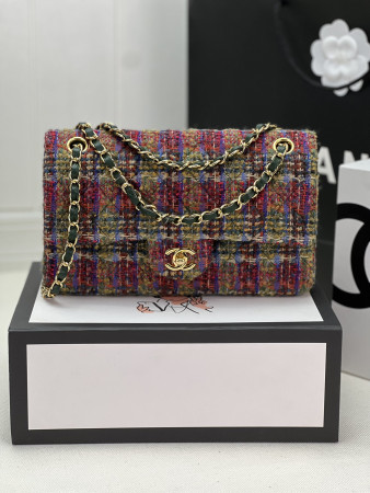 Ch*el classic 11.12 handbag tweed & gold-tone metal 6 × 9.9 × 2.5 in