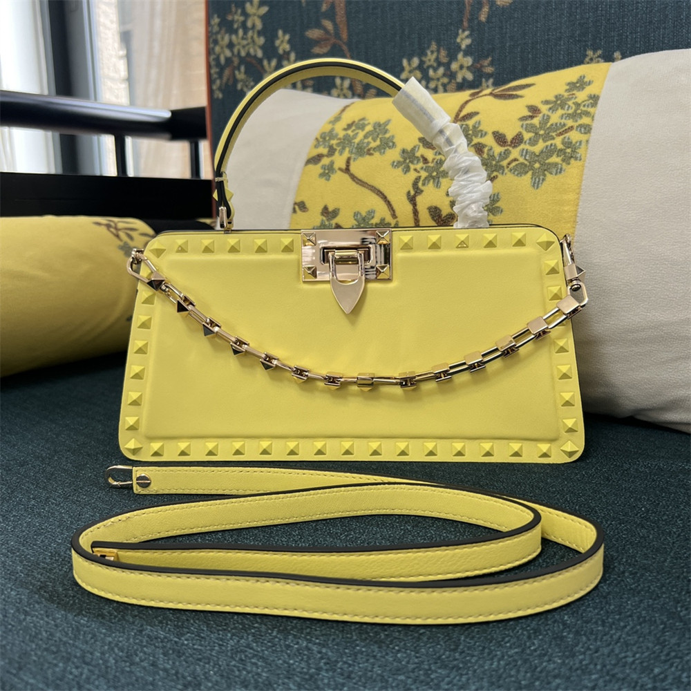 VALENTINO GARAVANI ROCKSTUD23 smooth calfskin handbag Yellow