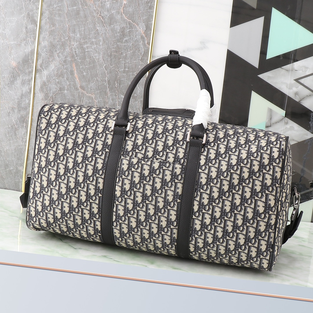 D*or lingot bag beige and black D*or oblique jacquard 50 x 25 x 21.5 cm