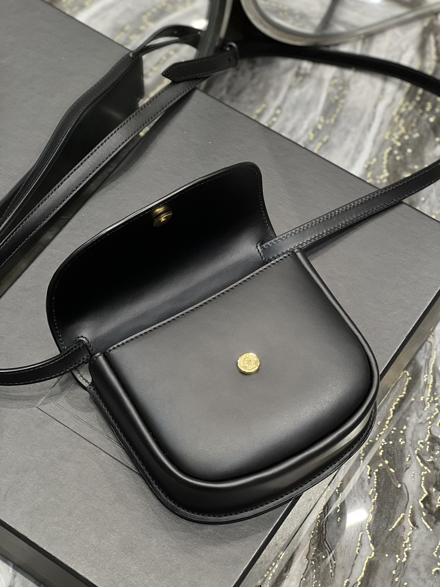 Y*L kaia small satchel in smooth leather 7.2 x 6.1 x 2.1 inches