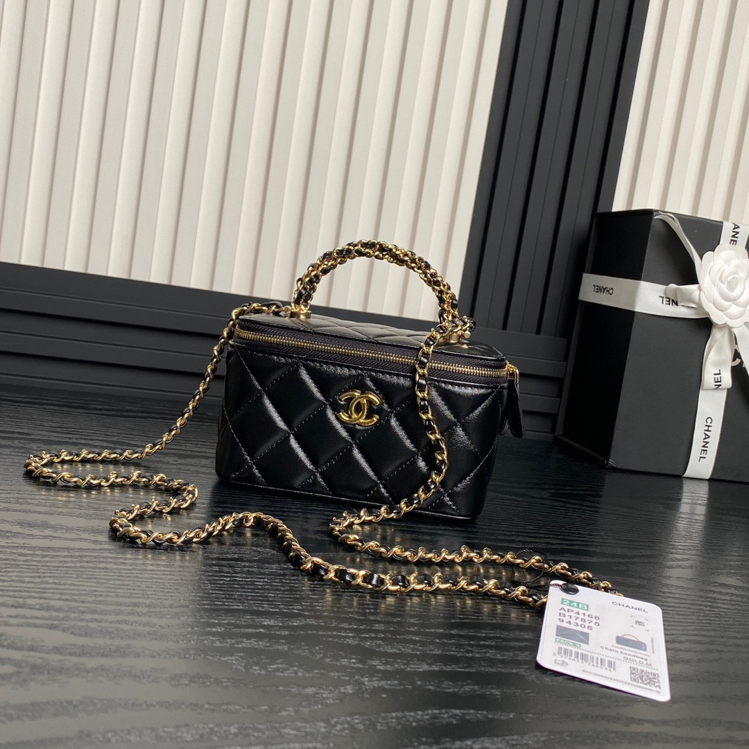Ch*el clutch with chain 9.5x 17x 8cm