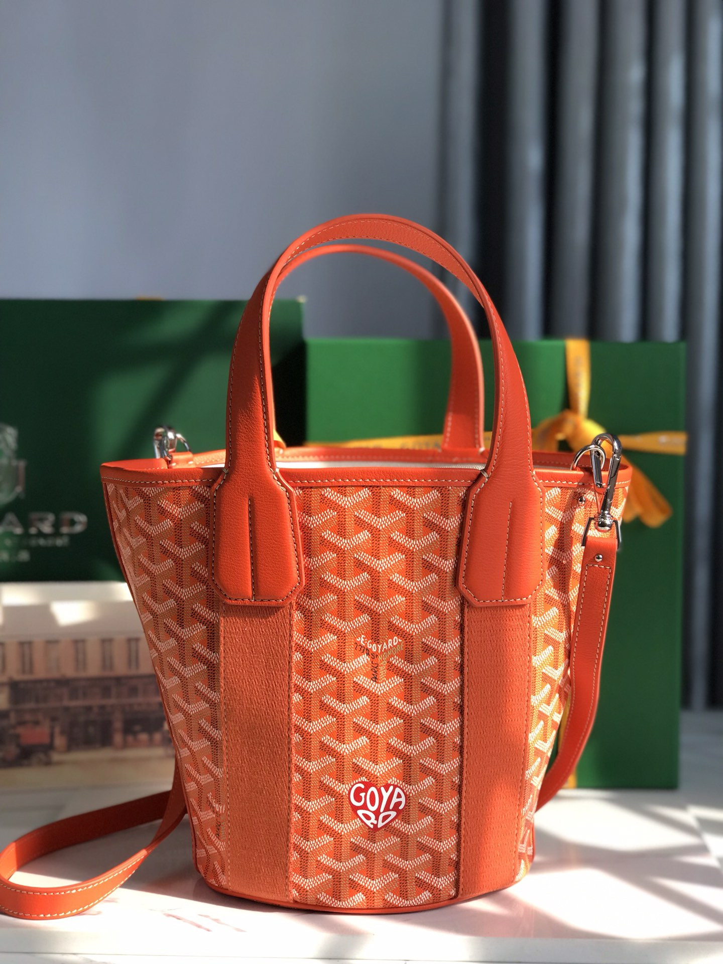 Go*ard Go*ardine belharra pm coral tote palladium hardware 18x14x23cm