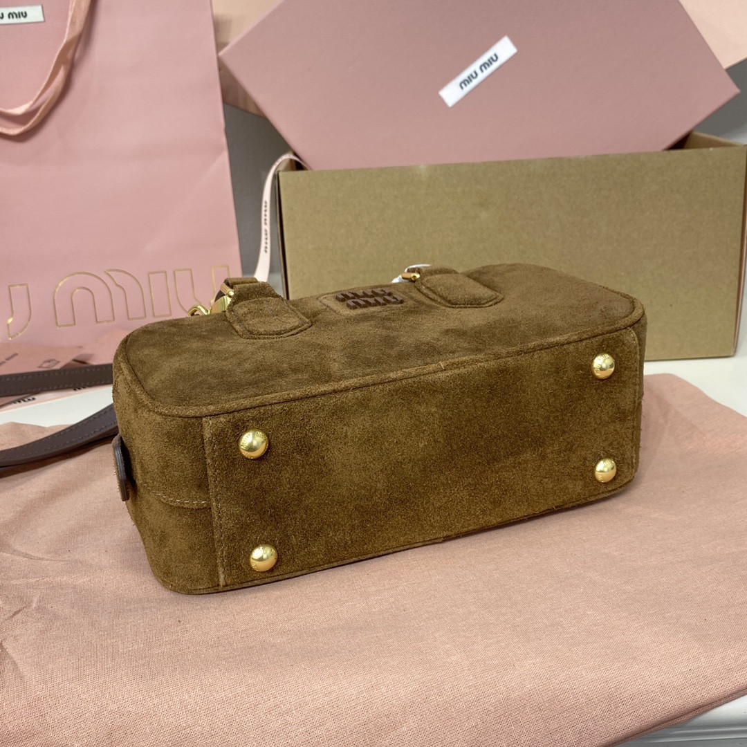 Miu Miu Arcadie padded suede top-handle bag 22X10.5X7.5cm