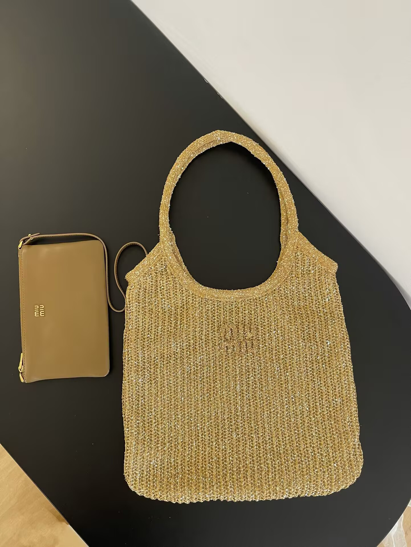 Miu Miu IVY Sequin Mesh Bag 40x35cm