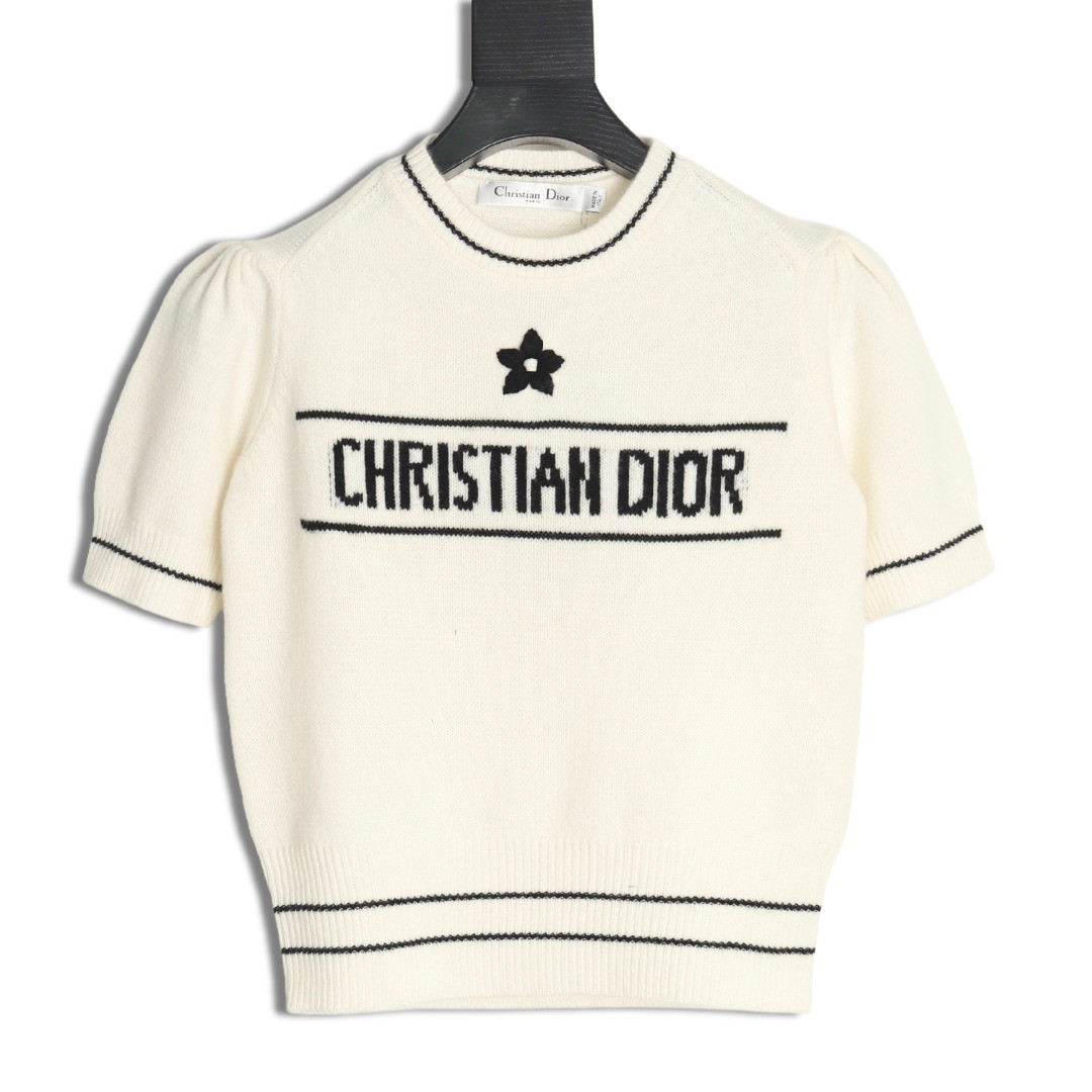 Dior CD 26ss Women's Knitting Short-sleeved Polo shirt