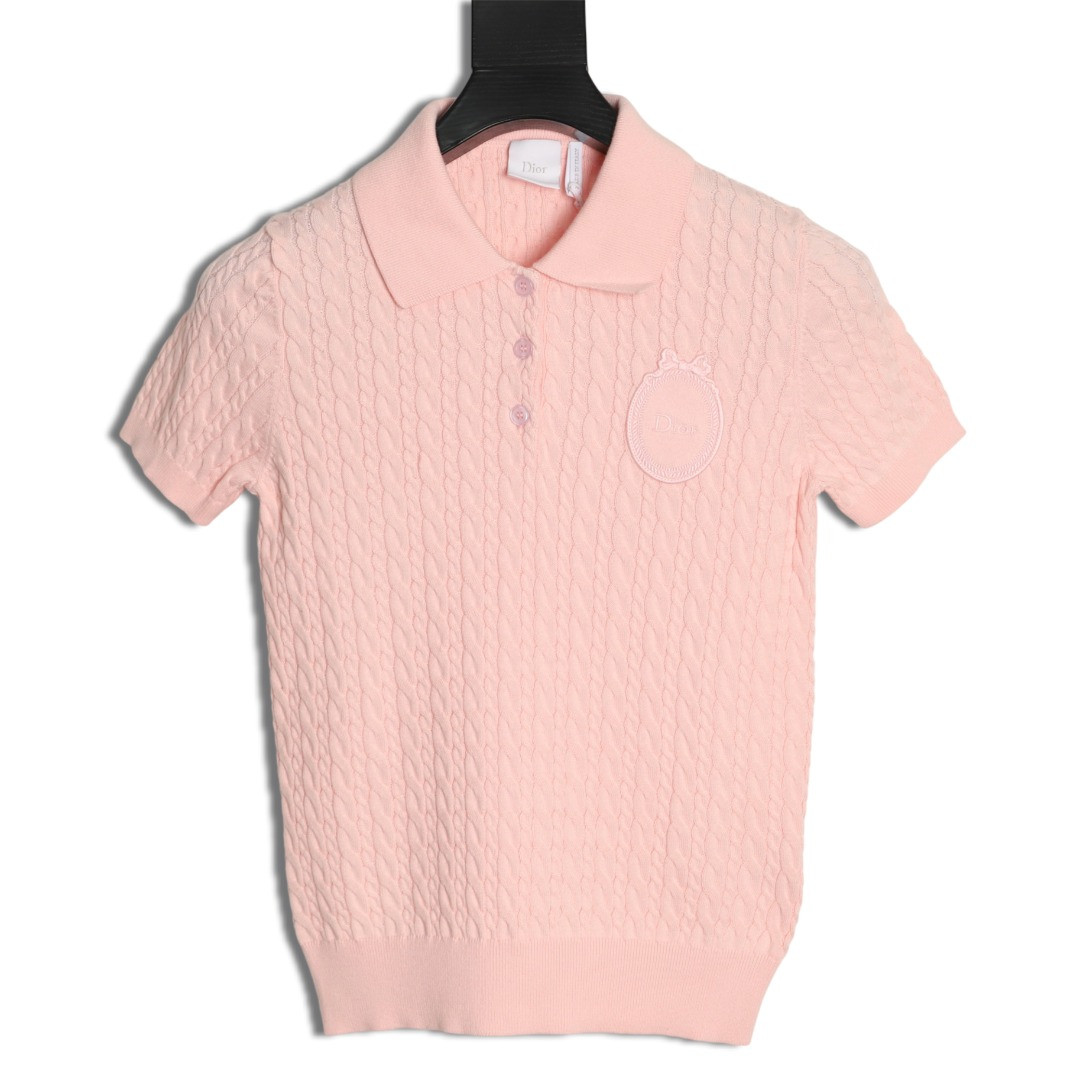 Dior CD 26ss Women's Knitting Short-sleeved Polo shirt