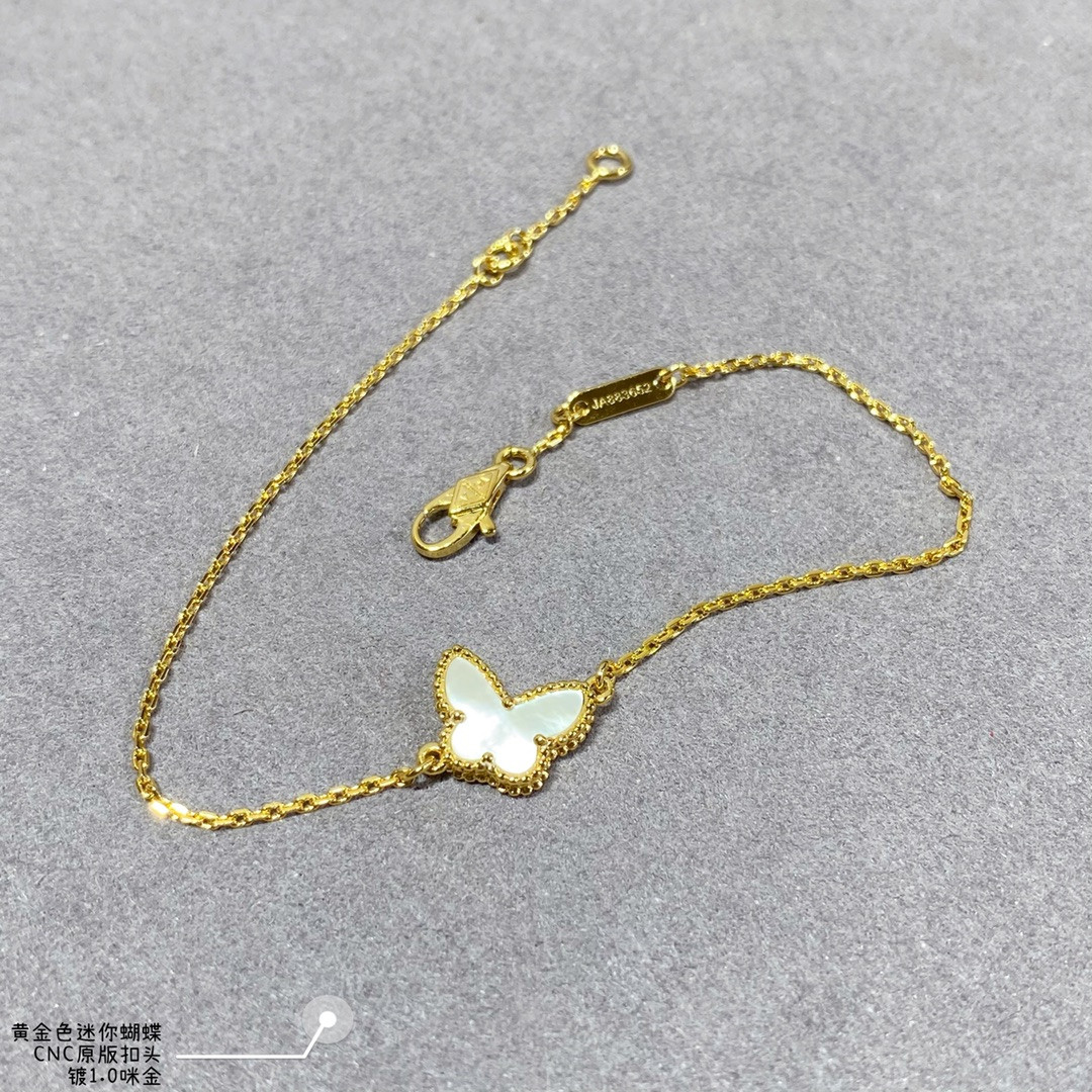 V*n Cl**f & Arpels White Mother-of-Pearl Mini Butterfly Bracelet