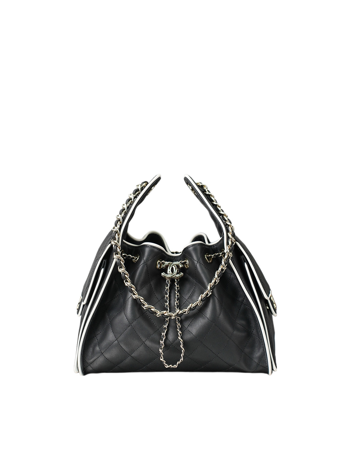 CHANEL 25C Bucket BAG Light gold buttons 30x26x14cm