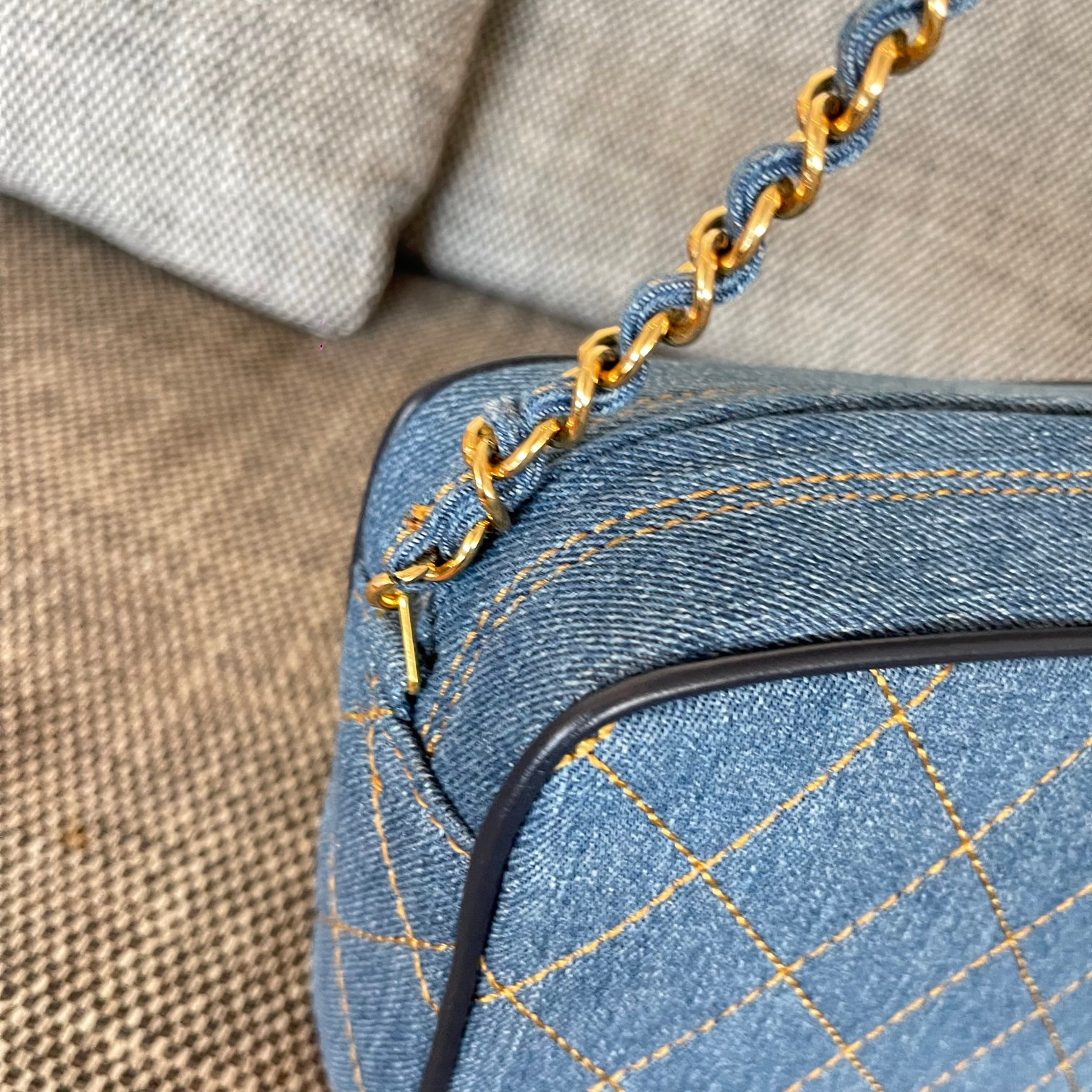 Chanel Denim Quilted Bag 17.5x15.5x6.5cm
