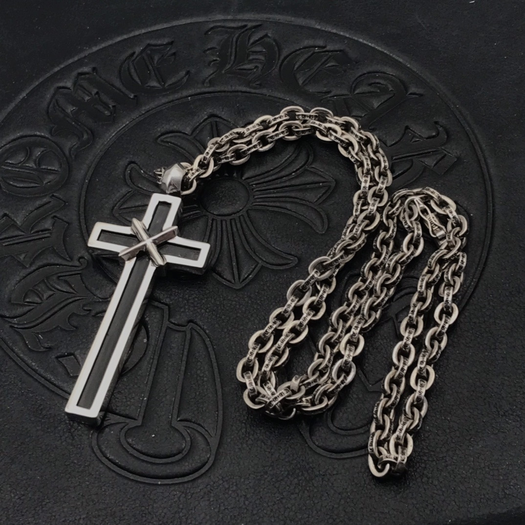 Ch*0me He**ts Cross Necklace