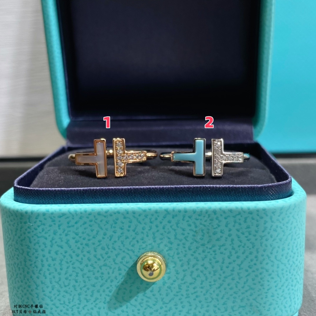 t*f*ny & co. double t mother-of-pearl & D1am0nd ring