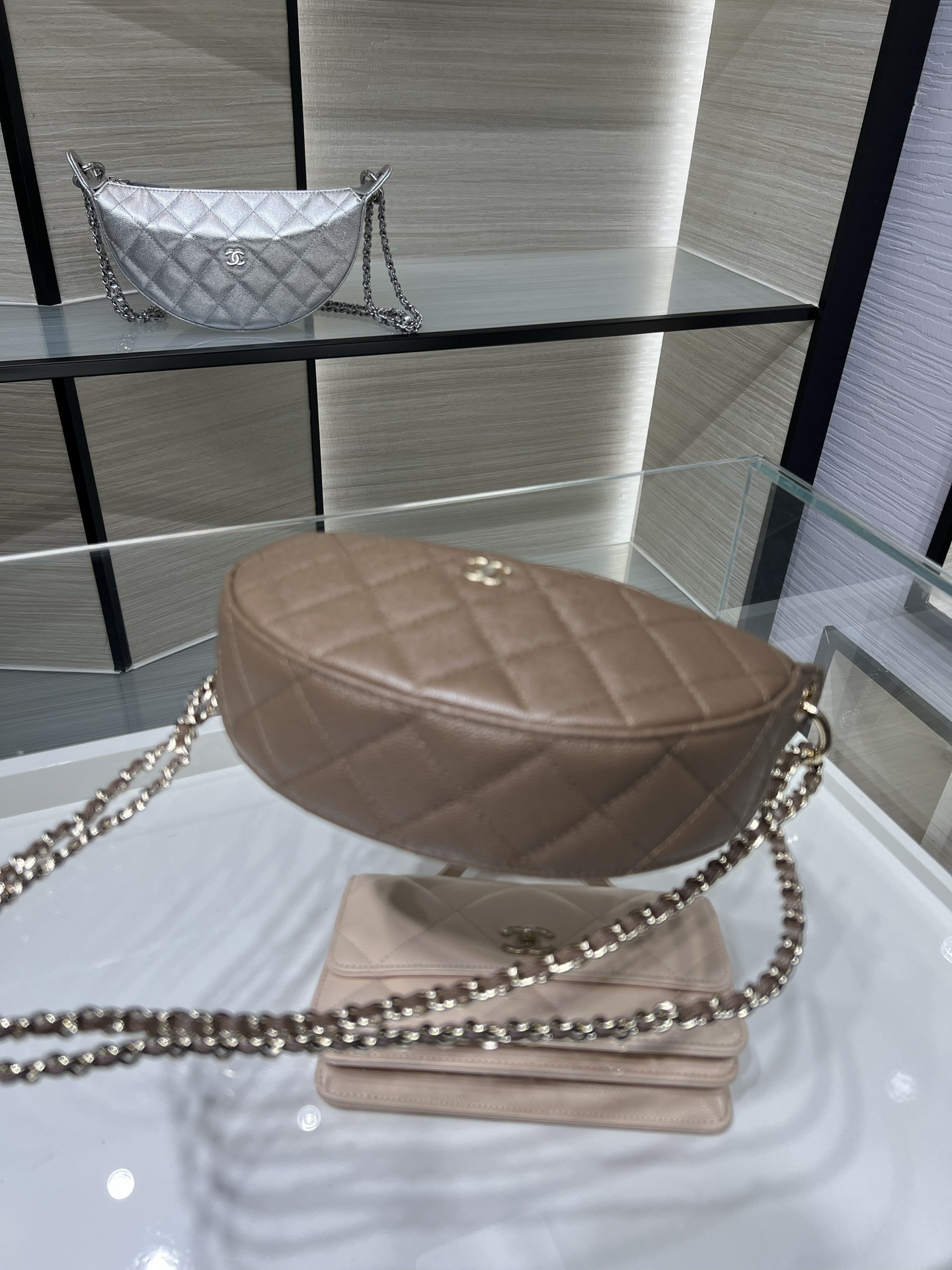Chanel Clutch with chain Light Gold Hardware AP5094 15x22x6cm