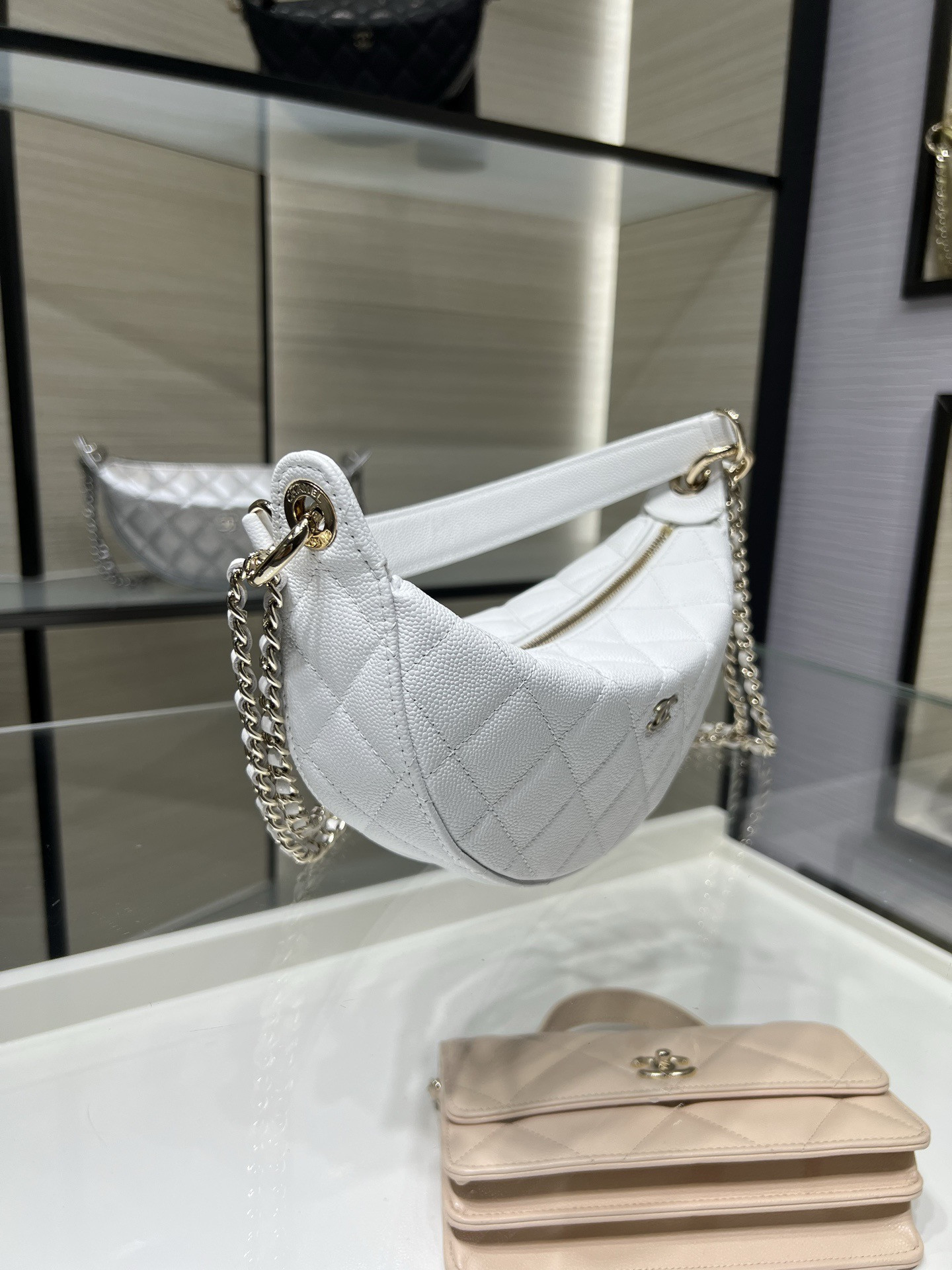 Chanel Clutch with chain Light Gold Hardware AP5094 15x22x6cm