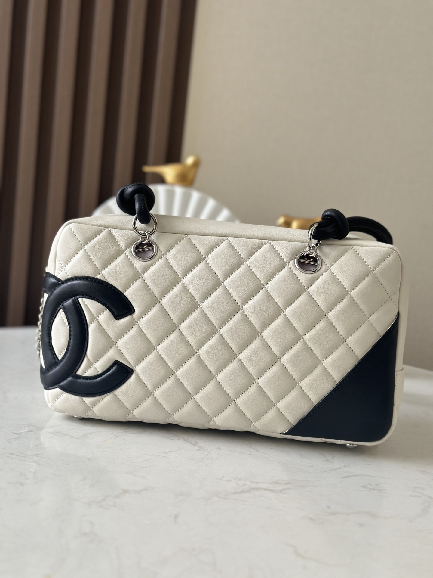 Chanel Ligne Cambon Bowling Bag AS3327 15x27x10cm