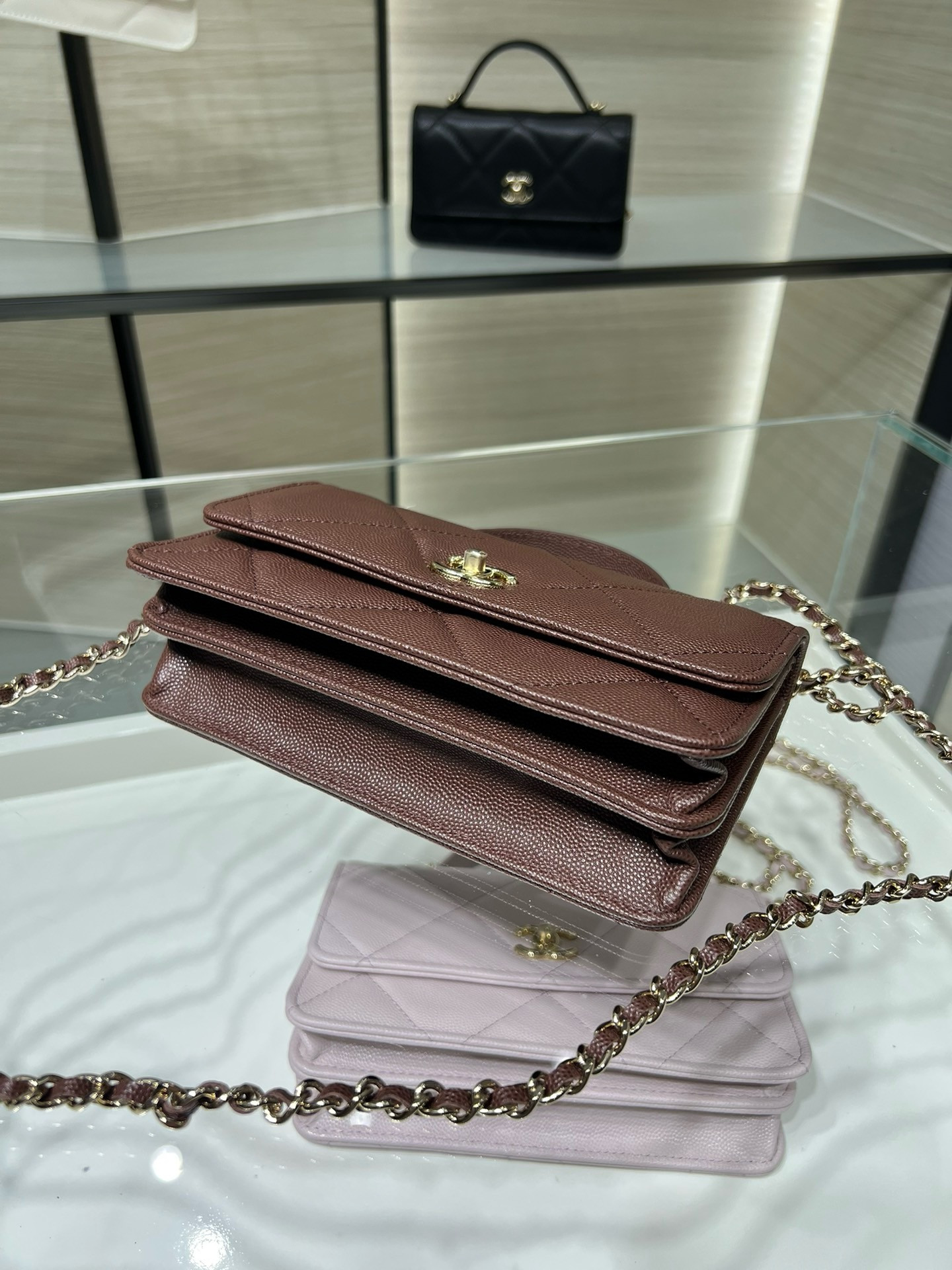Chanel FLAP BAG WITH TOP HANDLE WALLET ON CHAIN 11x18.5x6cm