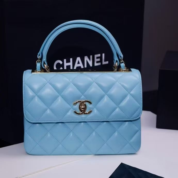 CHANEL FLAP BAG WITH TOP HANDLE 17x25x12cm