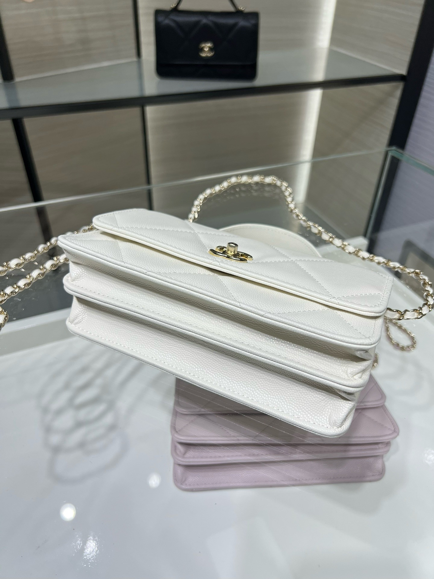 Chanel FLAP BAG WITH TOP HANDLE WALLET ON CHAIN 11x18.5x6cm