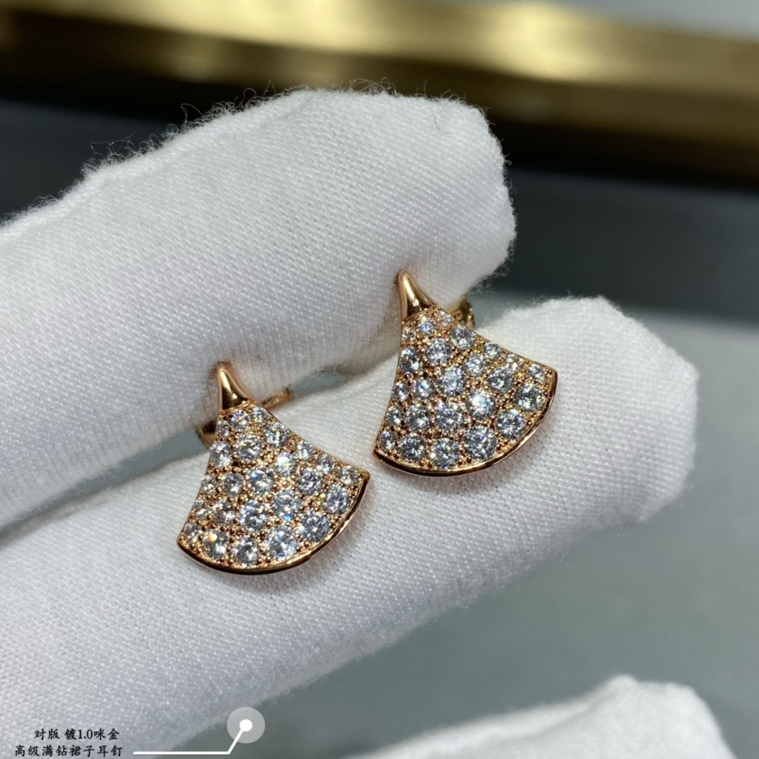 Bv1g*ai D1am0nd fan-shaped skirt Earrings