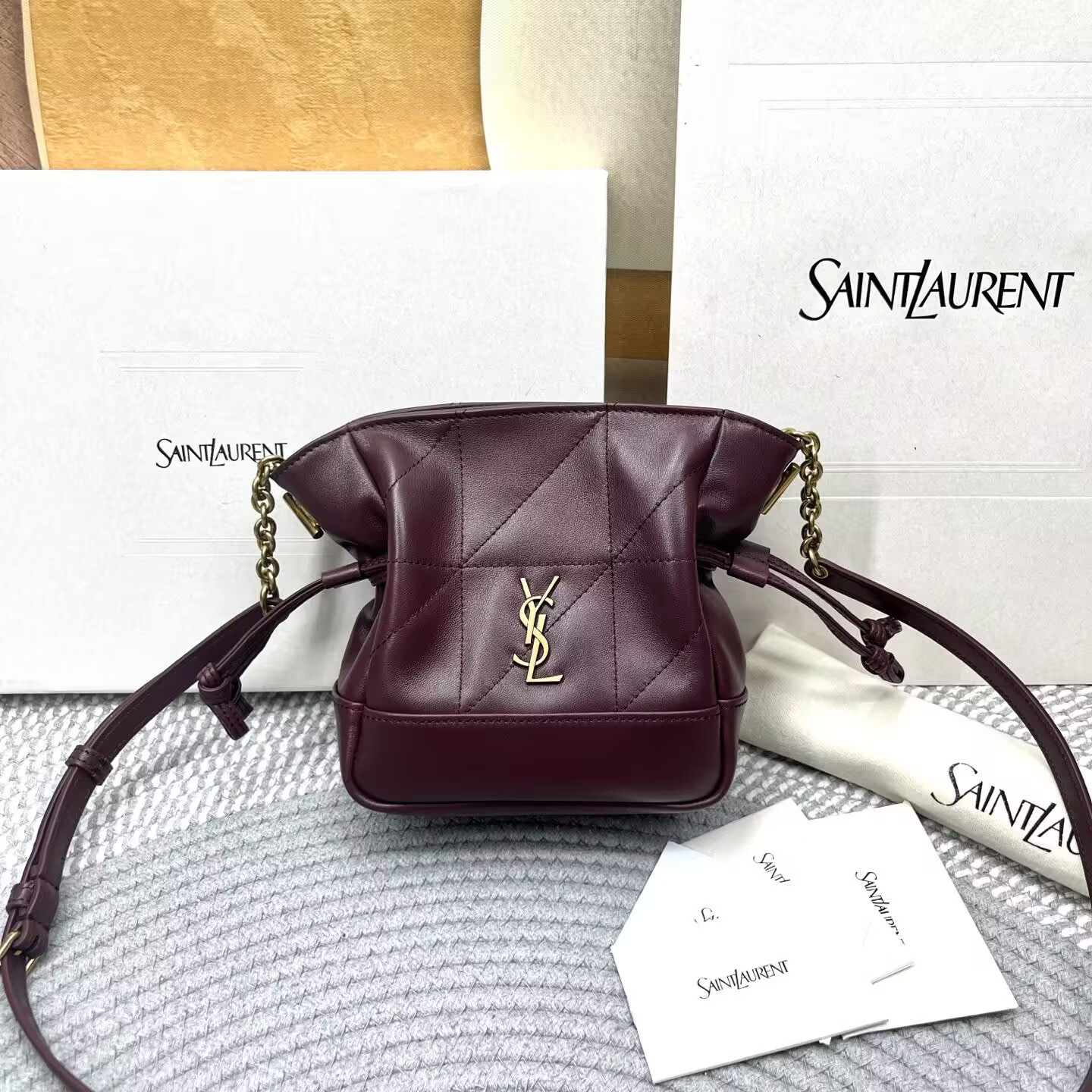 YSL JAMIE Mini Shoulder Pouch in Lambskin 14.5x15.5x8cm