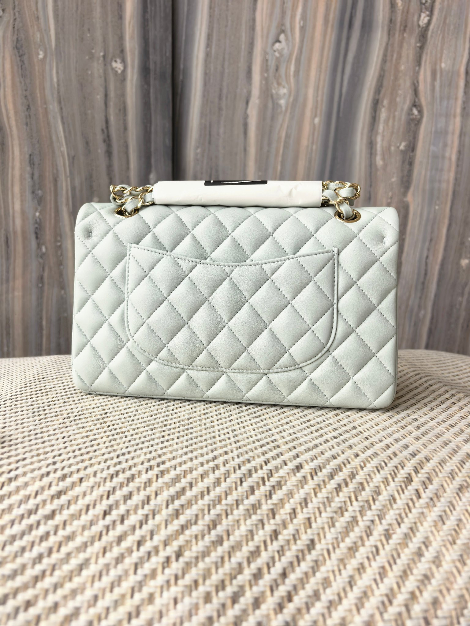 Chanel Classic Flap Bag Light blue with light gold hardware 15.5x25.5x6.5cm