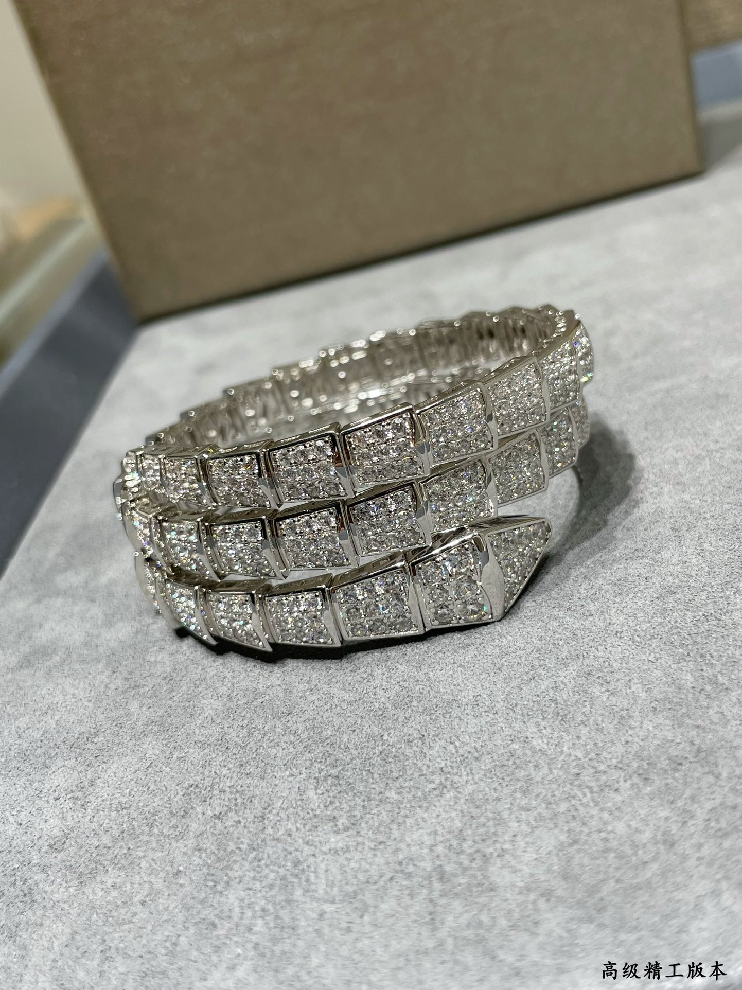 Bv1g*ai Wide version three circles full D1am0nd snake Bracelet