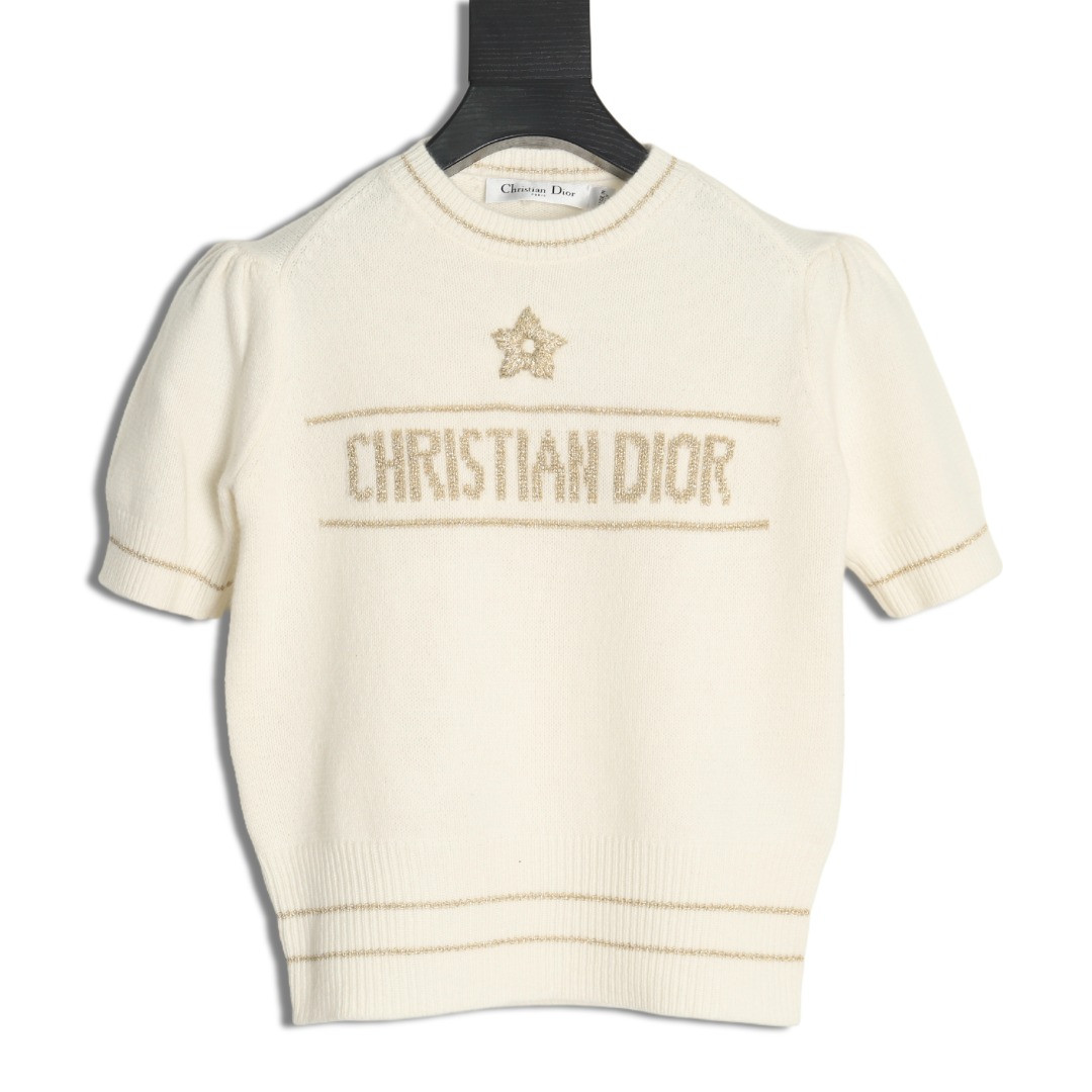 Dior CD 26ss Women's Knitting Short-sleeved Polo shirt