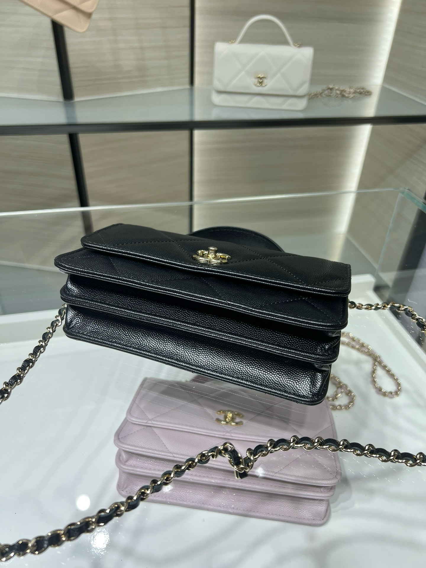 Chanel FLAP BAG WITH TOP HANDLE WALLET ON CHAIN 11x18.5x6cm