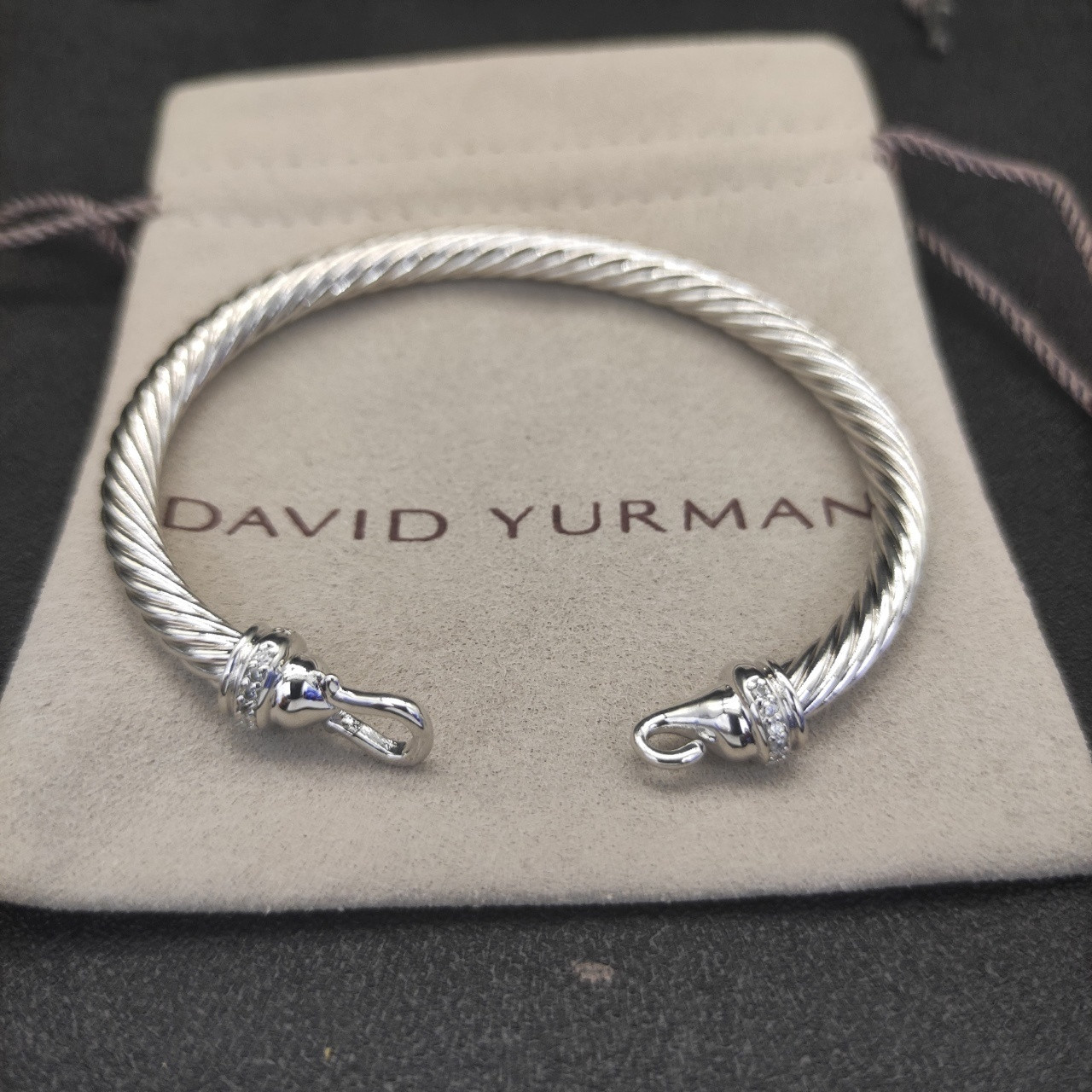 dau1d Yvrm*n 5mm silver hook with d1am0nds bracelet(wrist circumference 15-19cm)