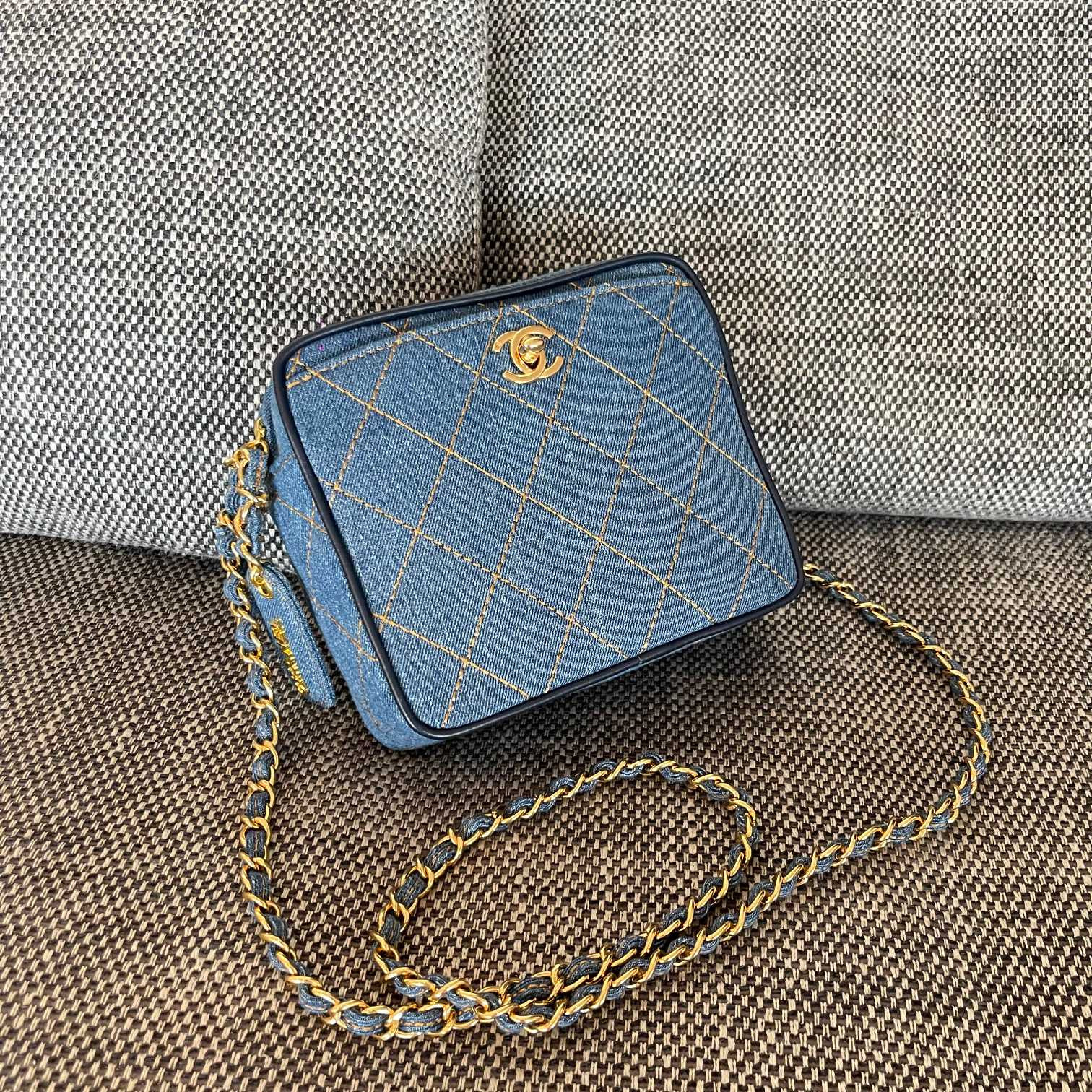 Chanel Denim Quilted Bag 17.5x15.5x6.5cm