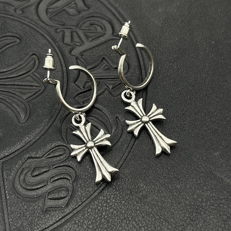 Ch*0me He**ts Cross Earrings