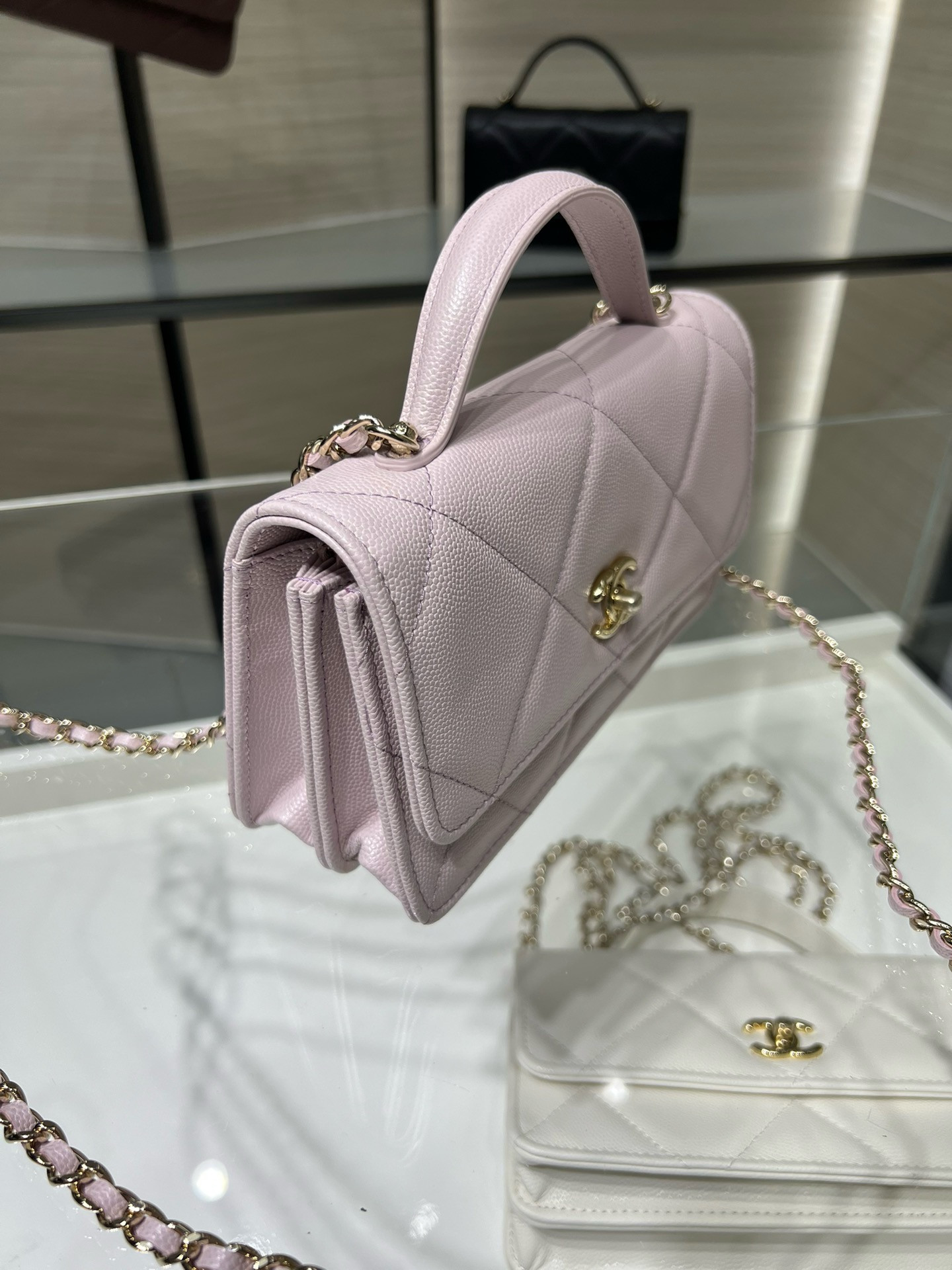 Chanel FLAP BAG WITH TOP HANDLE WALLET ON CHAIN 11x18.5x6cm