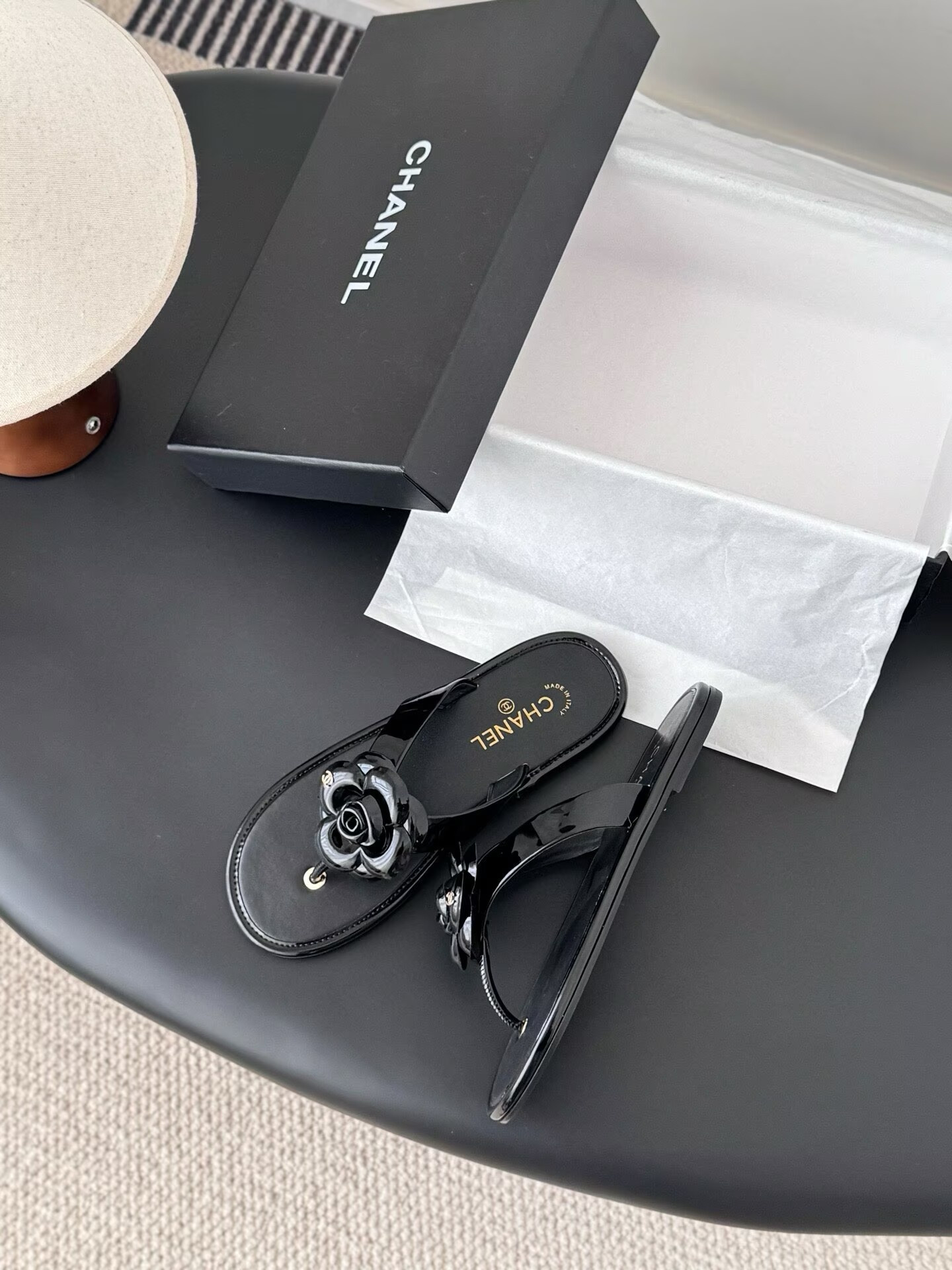 UA Chanel Thongs Slides