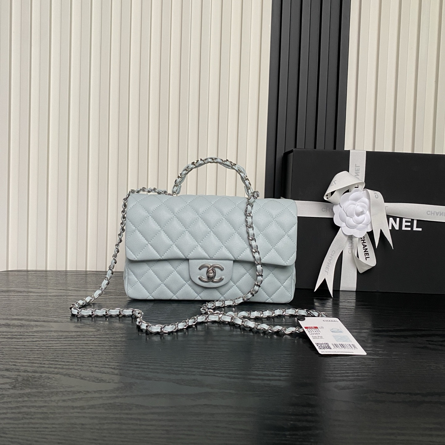 CHANEL FLAP BAG WITH TOP HANDLE AS5702 22.5x13.5x6cm