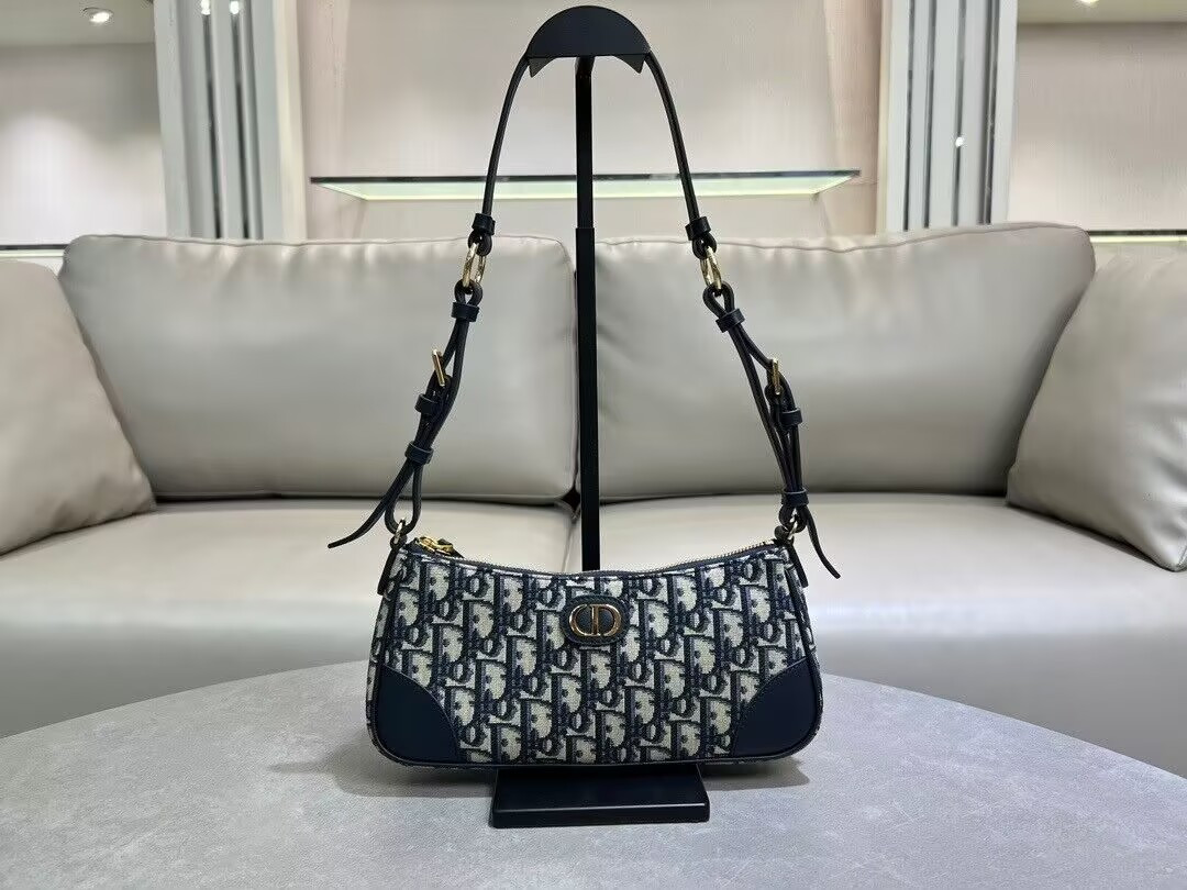 D10r 30 Montaigne Wanderlust Mini Bag Blue D10r Oblique Jacquard and Smooth Calfskin 26x12x7cm