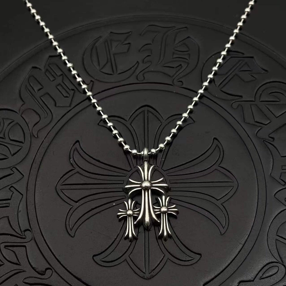 Ch*0me He**ts Cross Necklace