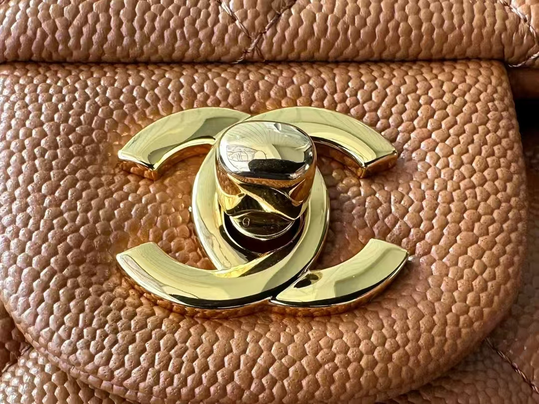 Ch**el SMALL CLASSIC HANDBAG Grained Calfskin 14.5×23×6cm