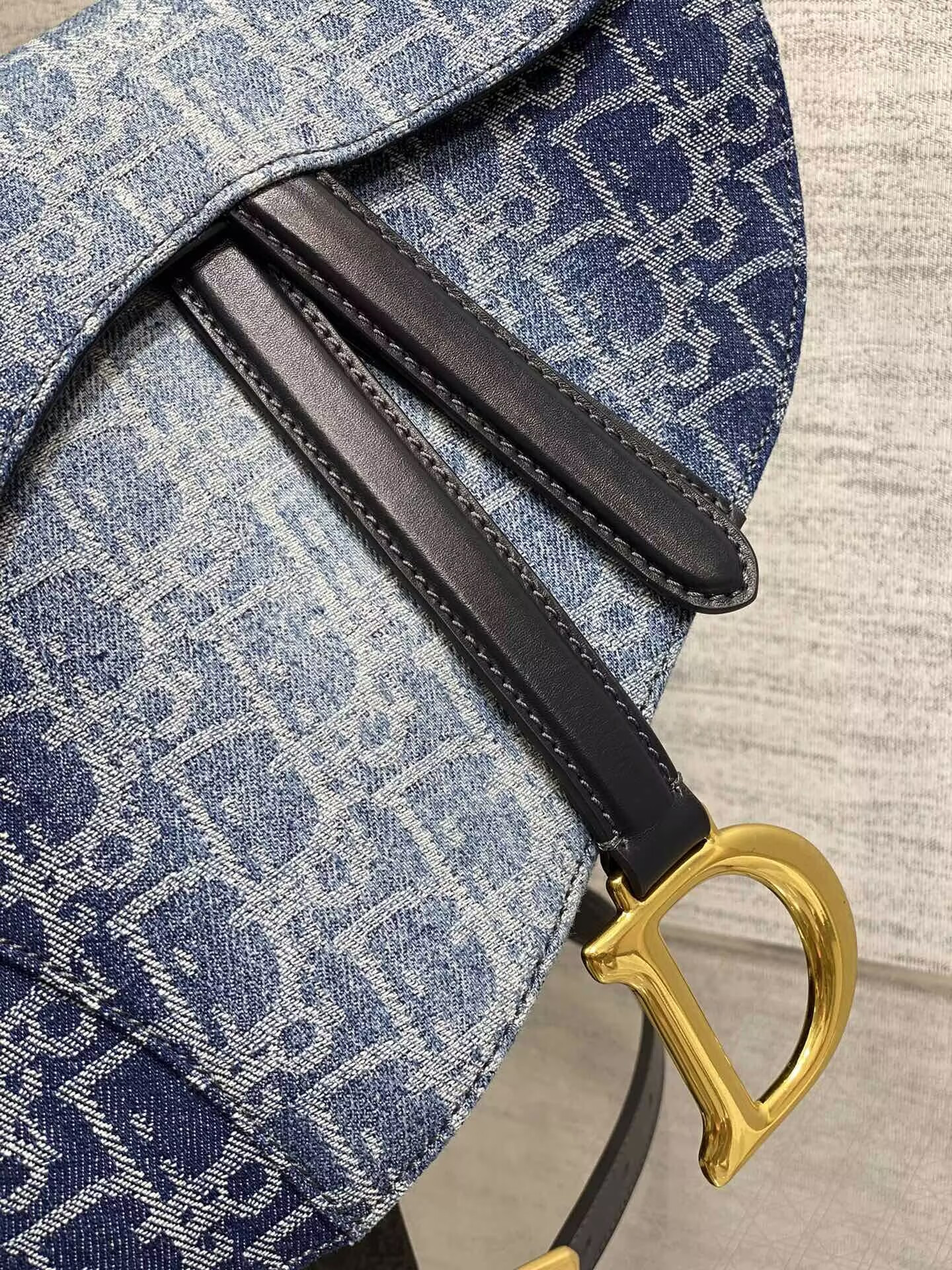 d10r saddle bag with strap blue De*1m d10r oblique jacquard 25.5 x 20 x 6.5 cm