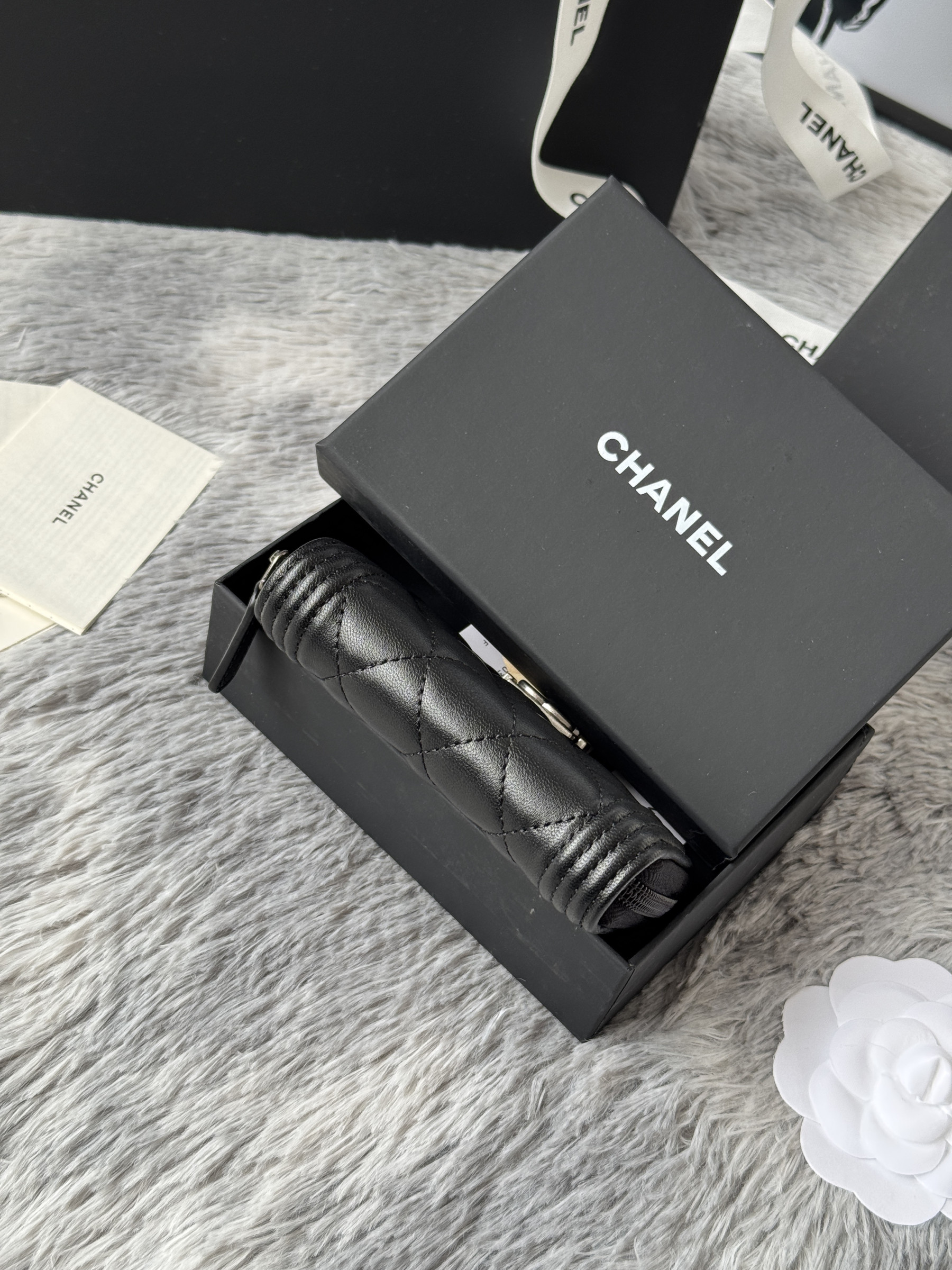 Chanel Boy Zip Around Coin Purse Wallet A80602 7.5x11cm