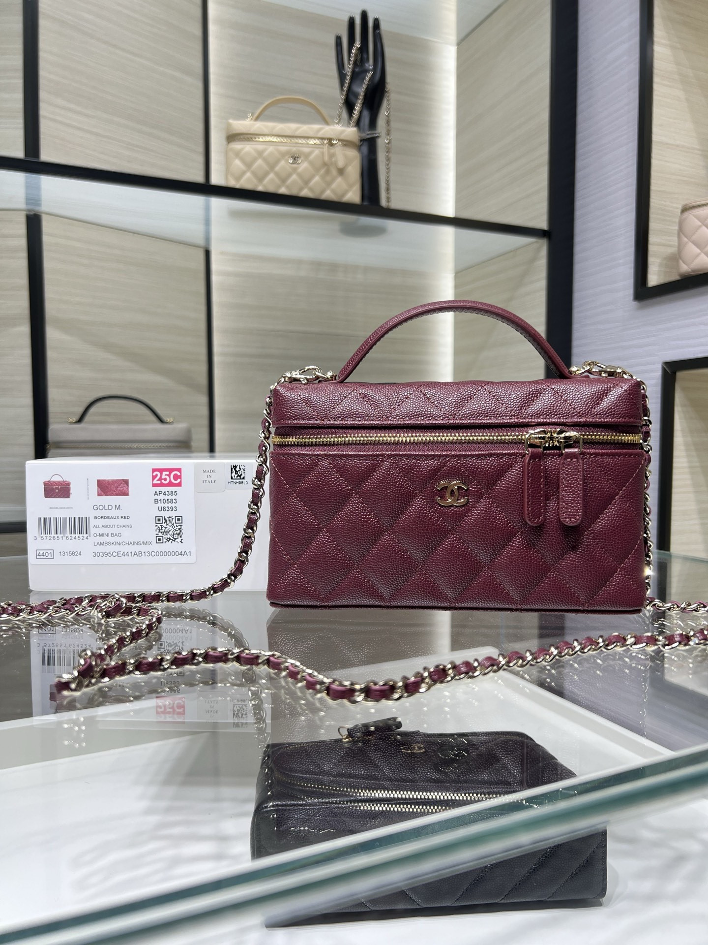CHANEL Classic Vanity with chain Handbag AP4385 17x19.5x5cm