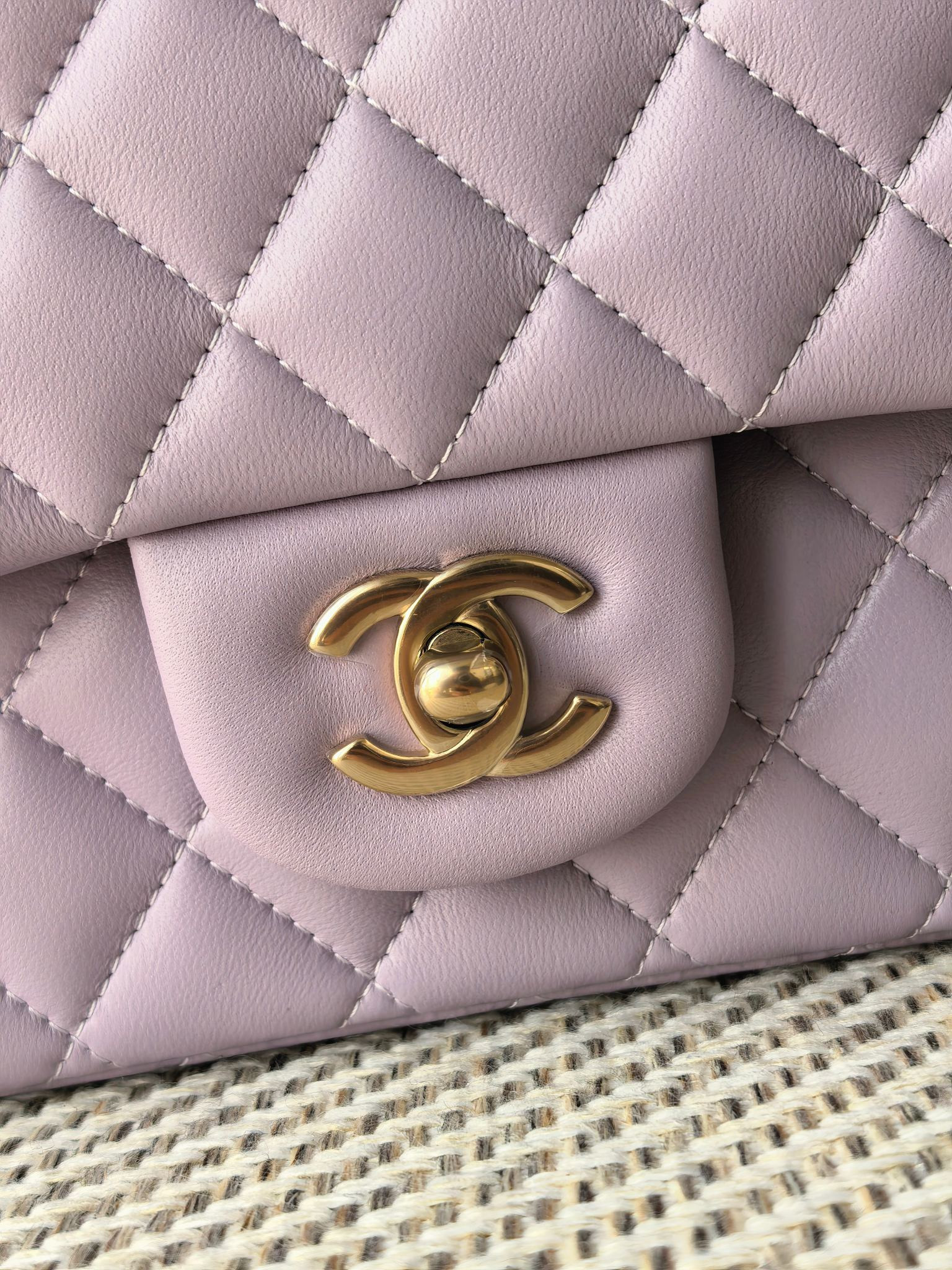 Chanel Classic Flap Bag Lavender with light gold hardware 15.5x25.5x6.5cm