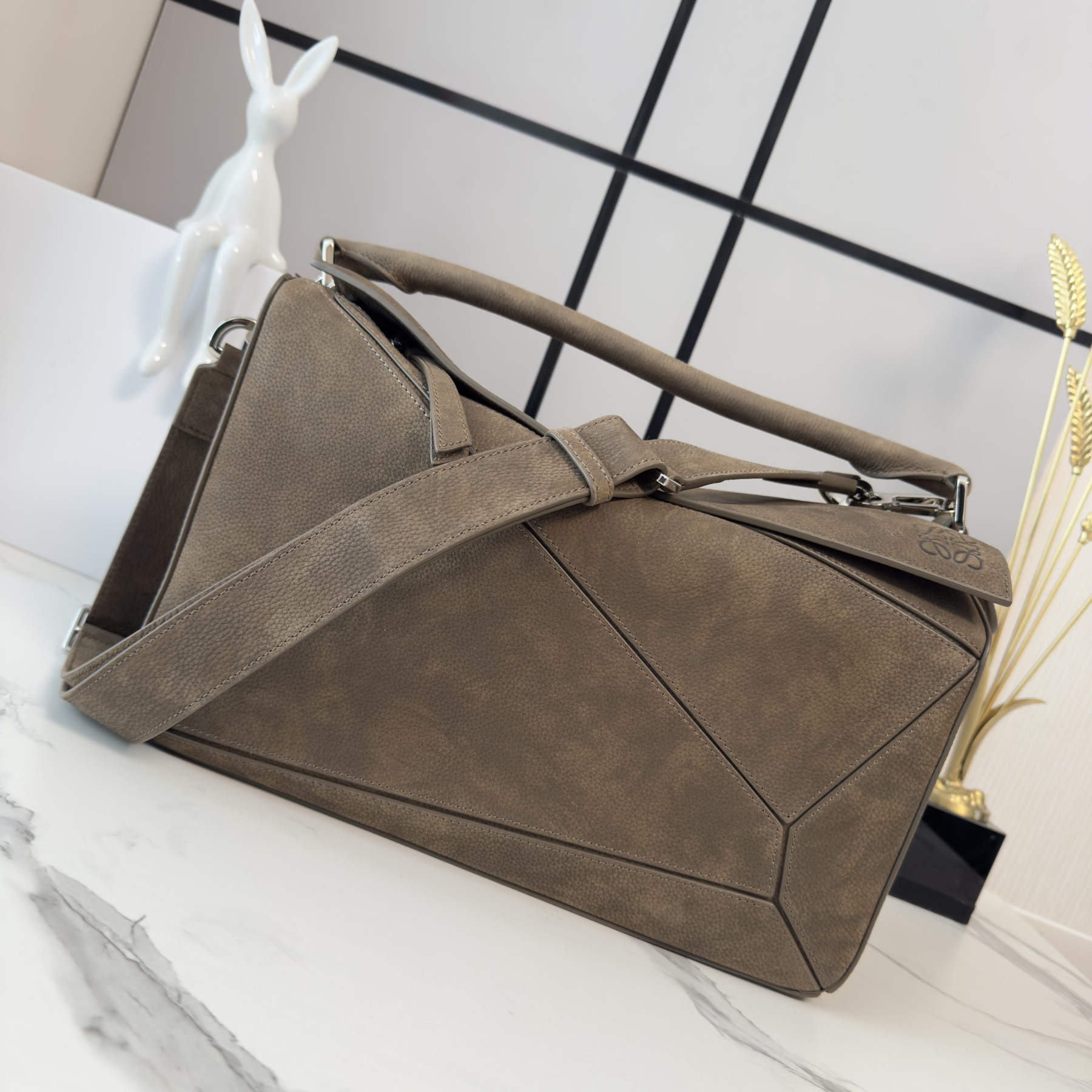 Loewe Featherlight Puzzle Bag in Grained Nubuck 33x21.5x14.7cm