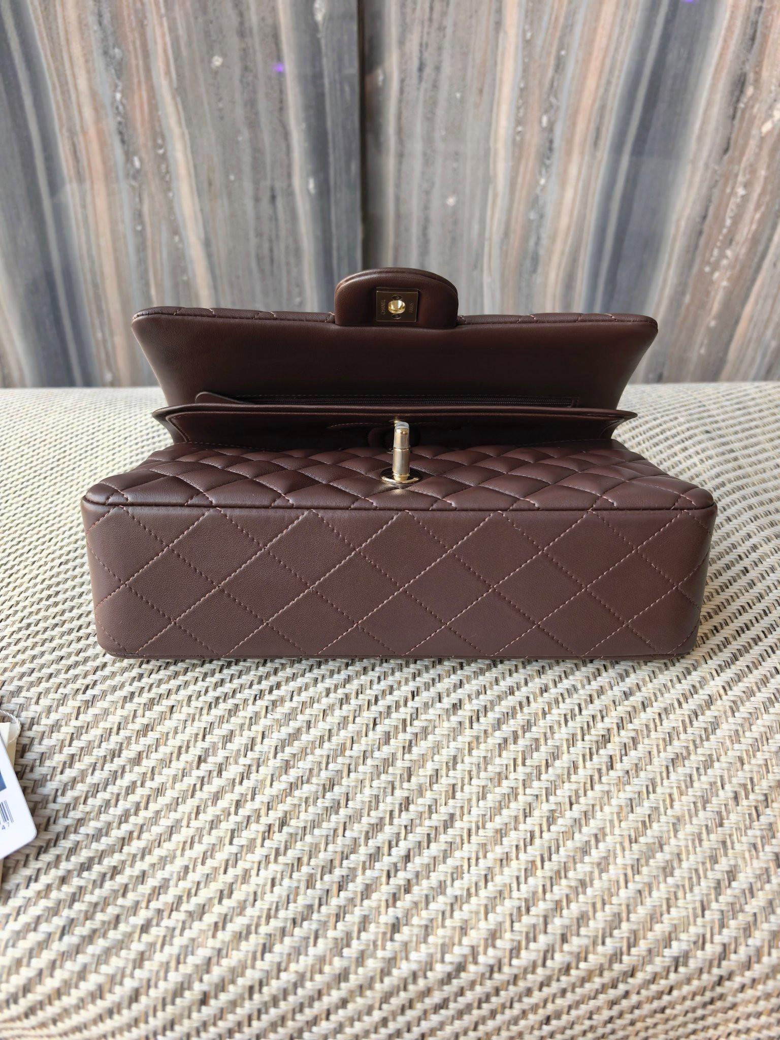 Chanel Classic Flap Bag Coffee brown with light gold hardware 15.5x25.5x6.5cm