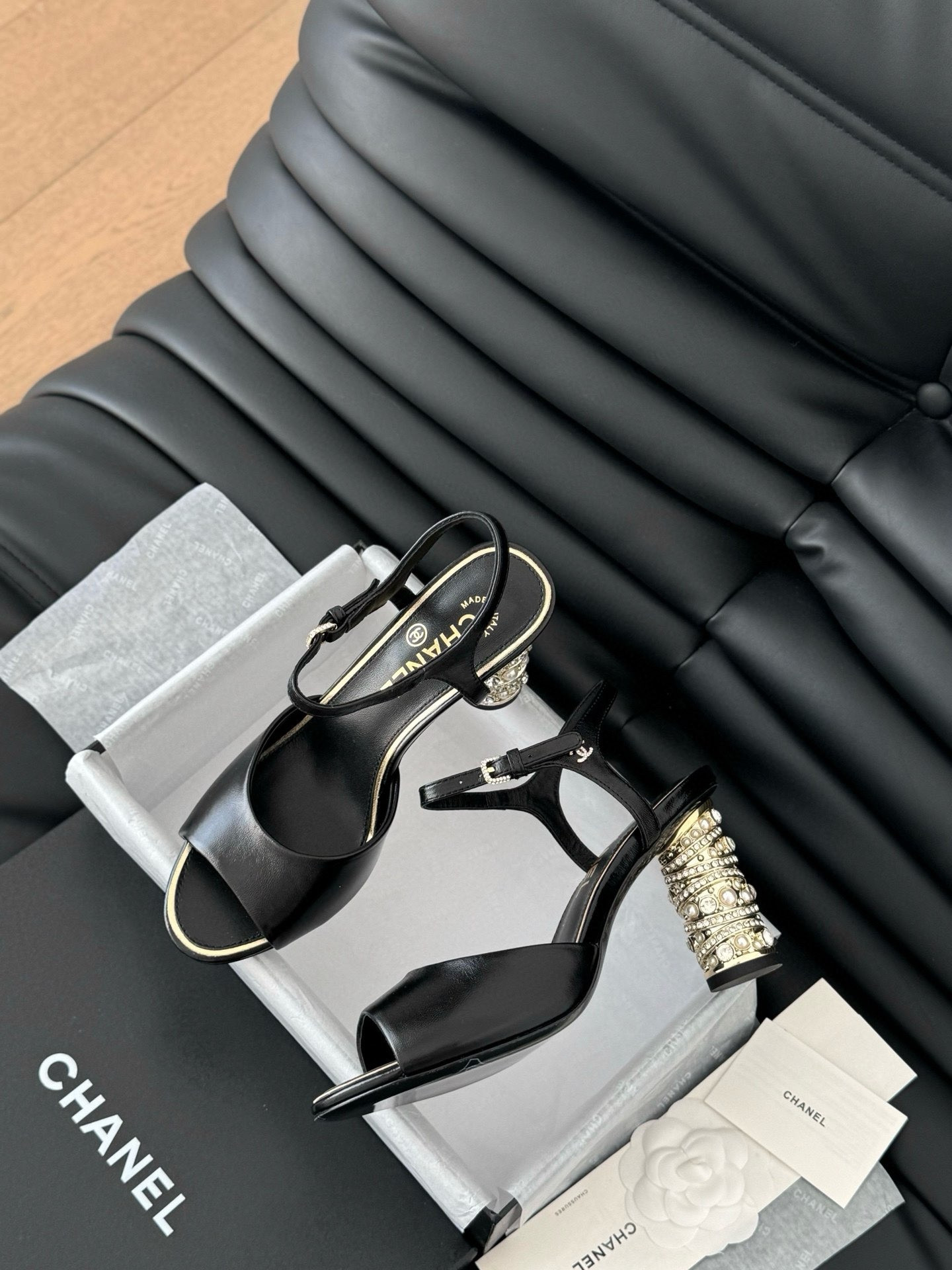 UA Ch**el Rhinestone Heel Sandals