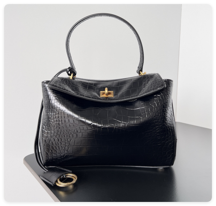 Ba1en*iaga Rodeo Mediun Croc-Embossed Top-Handle Bag 35x23.3x10.9cm