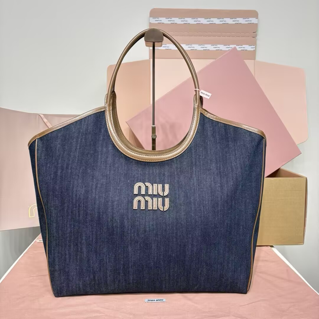 Miu Miu IVY denim bag 40x39x18cm