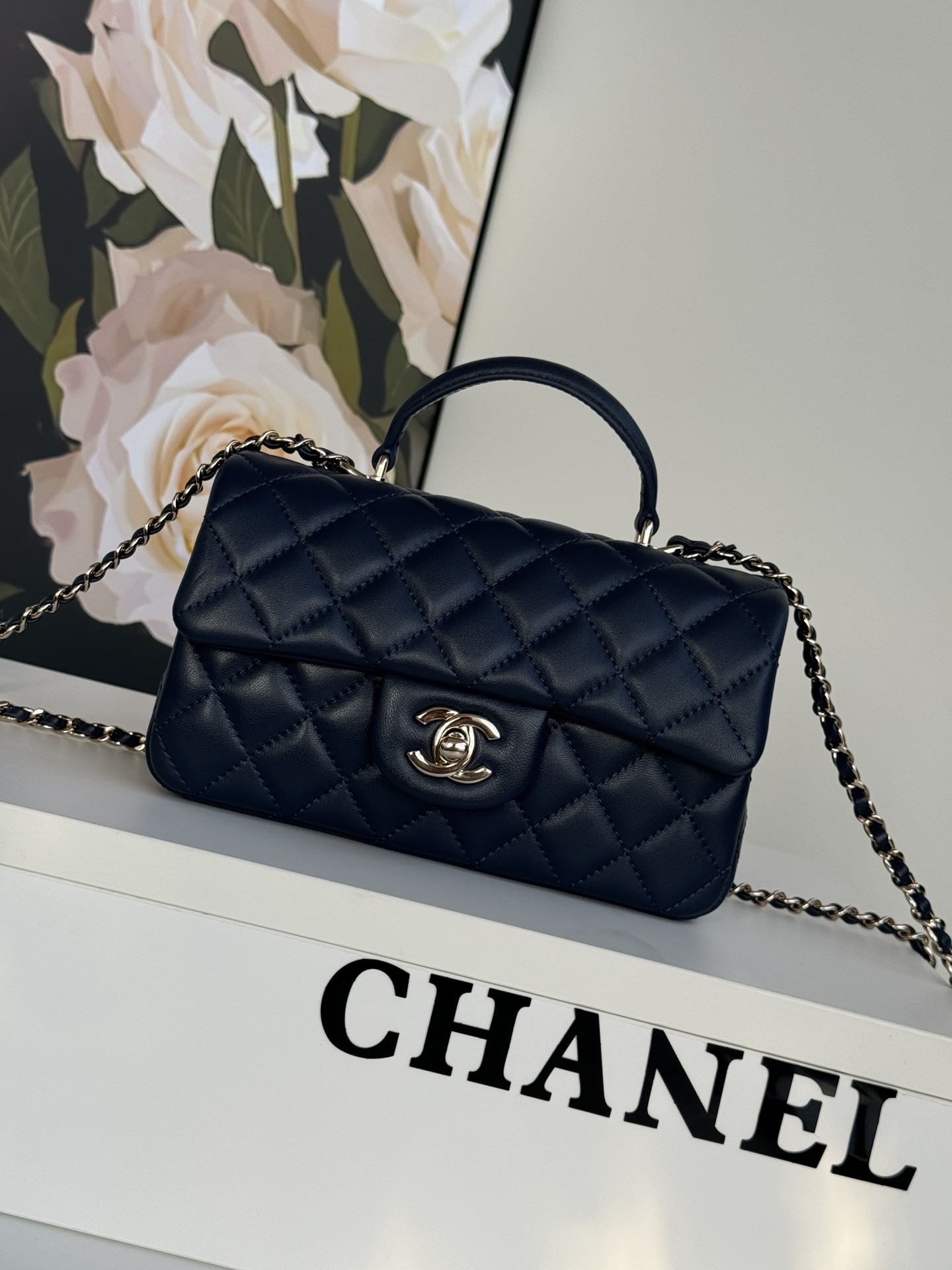 CHANEL Mini CF handle Royal Blue 20x12x6cm