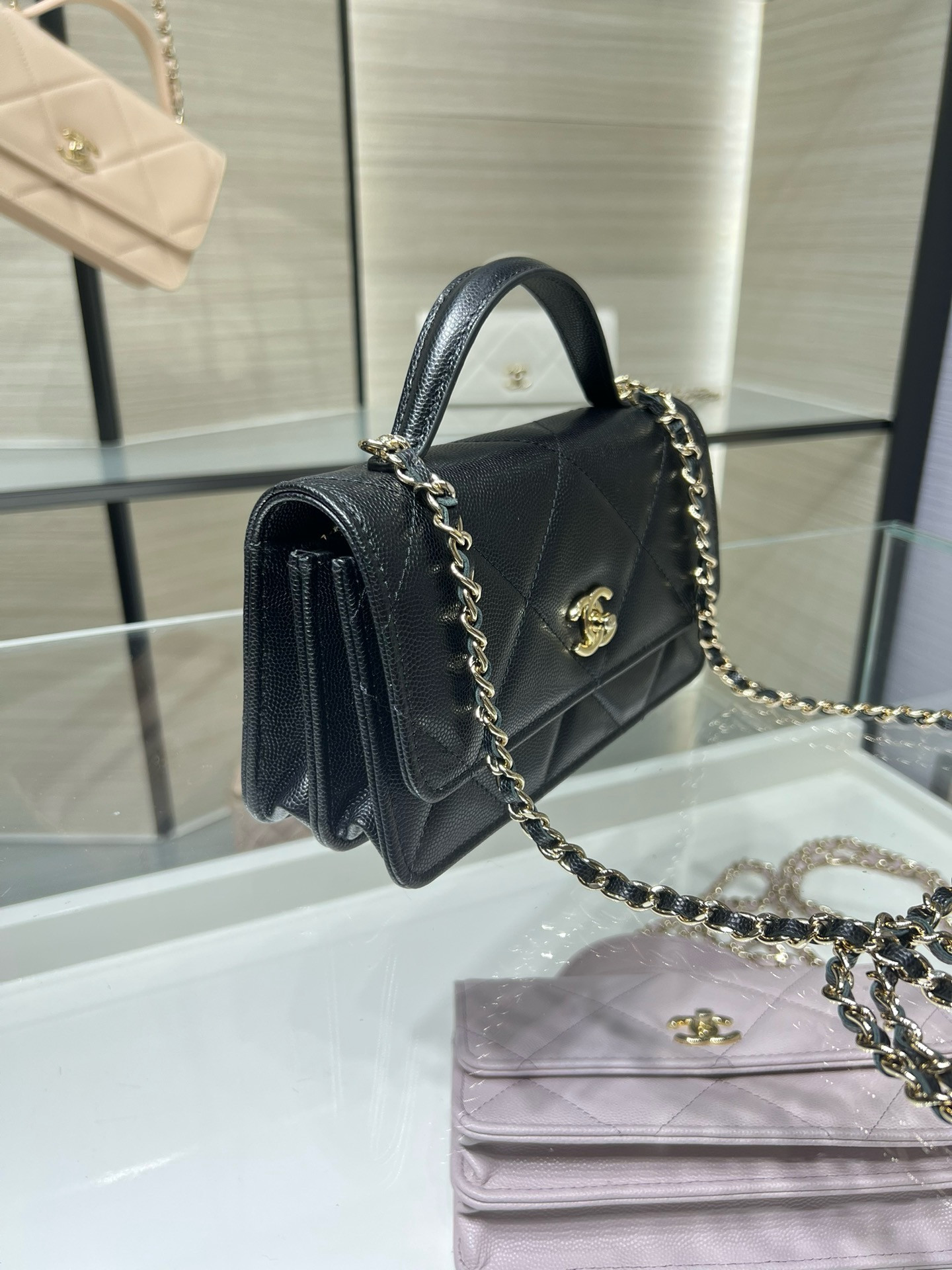 Chanel FLAP BAG WITH TOP HANDLE WALLET ON CHAIN 11x18.5x6cm