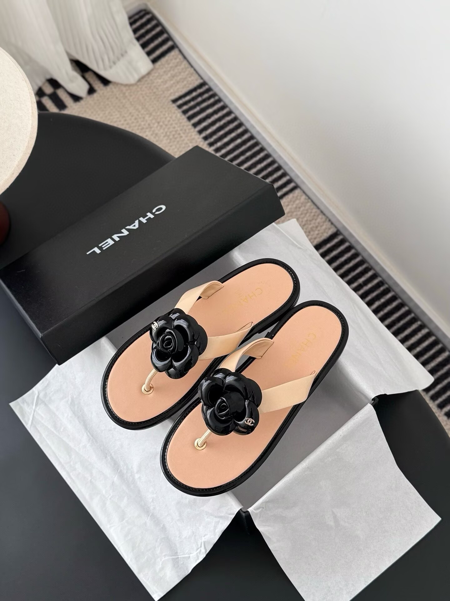 UA Chanel Thongs Slides