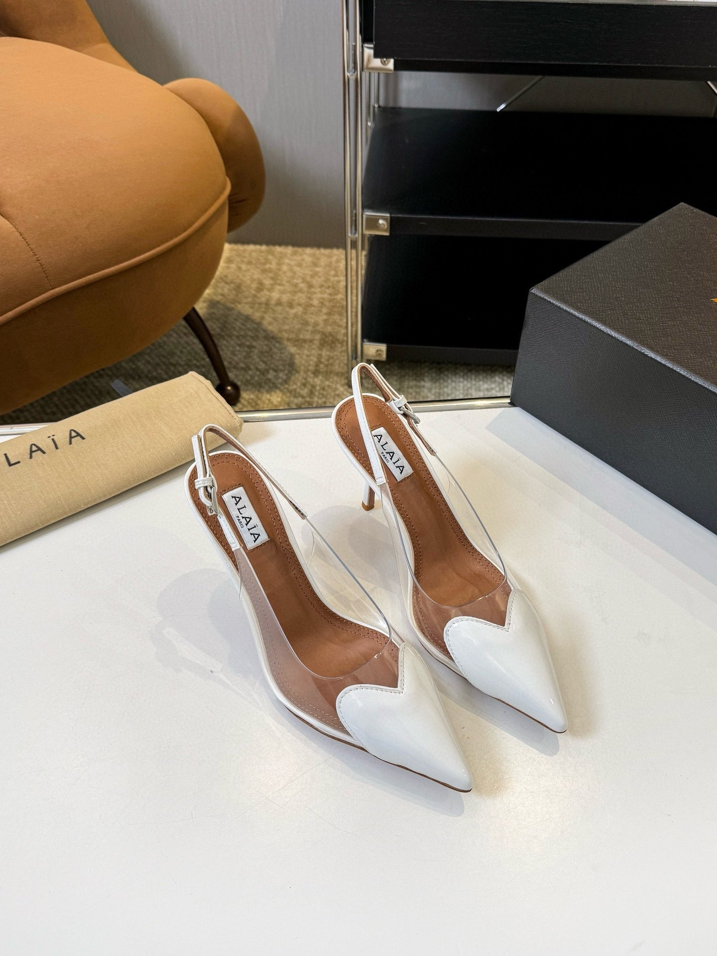 UA A1a1a Le Coeur Plexi Heart-Toe Slingback Pump