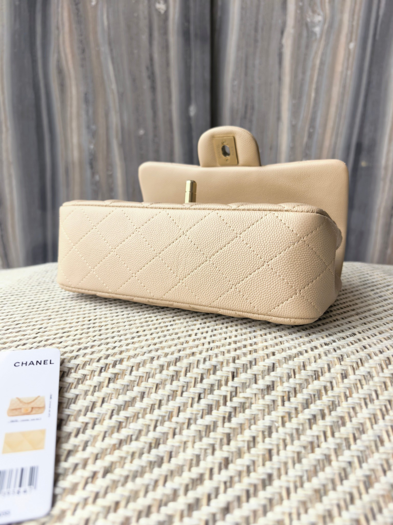 Chanel Mini Flap Bag Milky Tea Color Light Gold Hardware 20x12x6cm